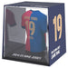 Zoom sur la figurine Lamine Yamal en vinyle avec couleurs bleu et grenat du FC Barcelona