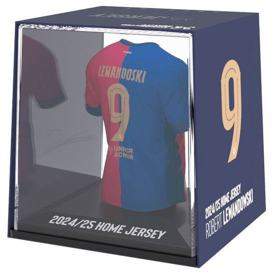 Vue de côté du mini t-shirt Lewandowski FC Barcelona montrant la qualité des matériaux écologiques
