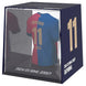 Détail du vinyle et des couleurs du mini t-shirt Raphinha FC Barcelona