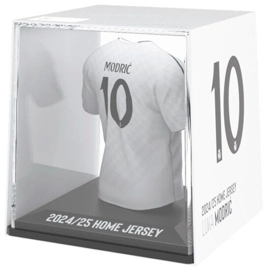 Profil gauche de la figurine Modric en mini t-shirt Real Madrid avec logo BANBO TOYS visible