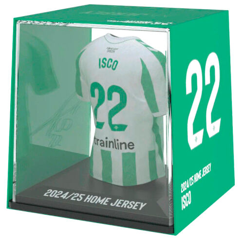 Détail de la figurine Real Betis Isco montrant la texture en vinyle et la finition acrylique