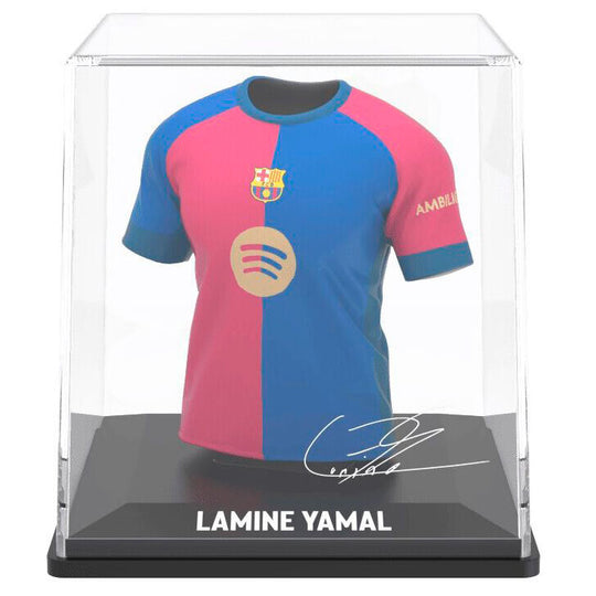 Figurine Lamine Yamal avec étui transparent montrant la taille compacte de 9,5 cm