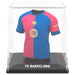 Figurine FC Barcelona avec son étui de protection transparent, dimensions compactes.