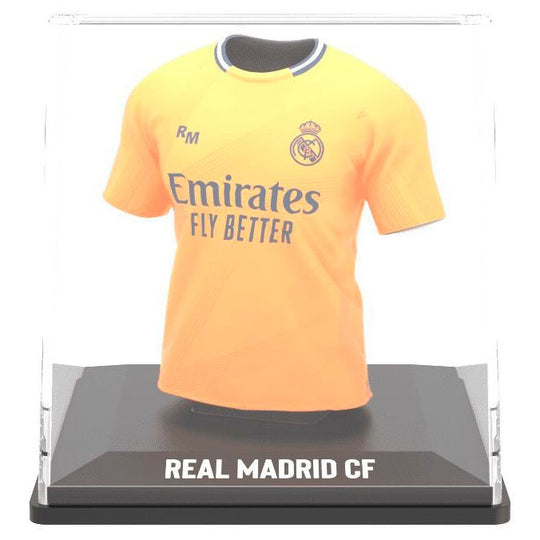 Mini t-shirt Real Madrid dans son étui transparent, dimensions précises visibles