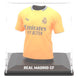Mini t-shirt Real Madrid dans son étui transparent, dimensions précises visibles