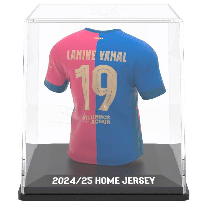 Vue latérale de la figurine mini t-shirt Lamine Yamal avec logo BANBO TOYS visible