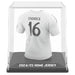 Packaging transparent montrant la figurine mini t-shirt Real Madrid Endrick avec dimensions visibles