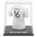 Packaging transparent montrant la figurine mini t-shirt Real Madrid Endrick avec dimensions visibles