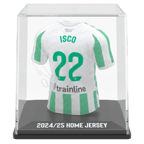 Vue latérale de la figurine mini t-shirt Real Betis Isco mettant en avant la qualité des matériaux