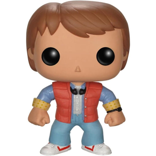 Figurine POP FUNKO Marty McFly de Retour vers le Futur, vue latérale montrant les détails du costume et de la posture iconique