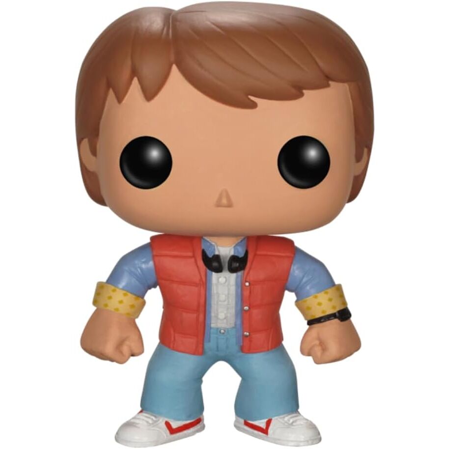 Figurine POP FUNKO Marty McFly de Retour vers le Futur, vue latérale montrant les détails du costume et de la posture iconique
