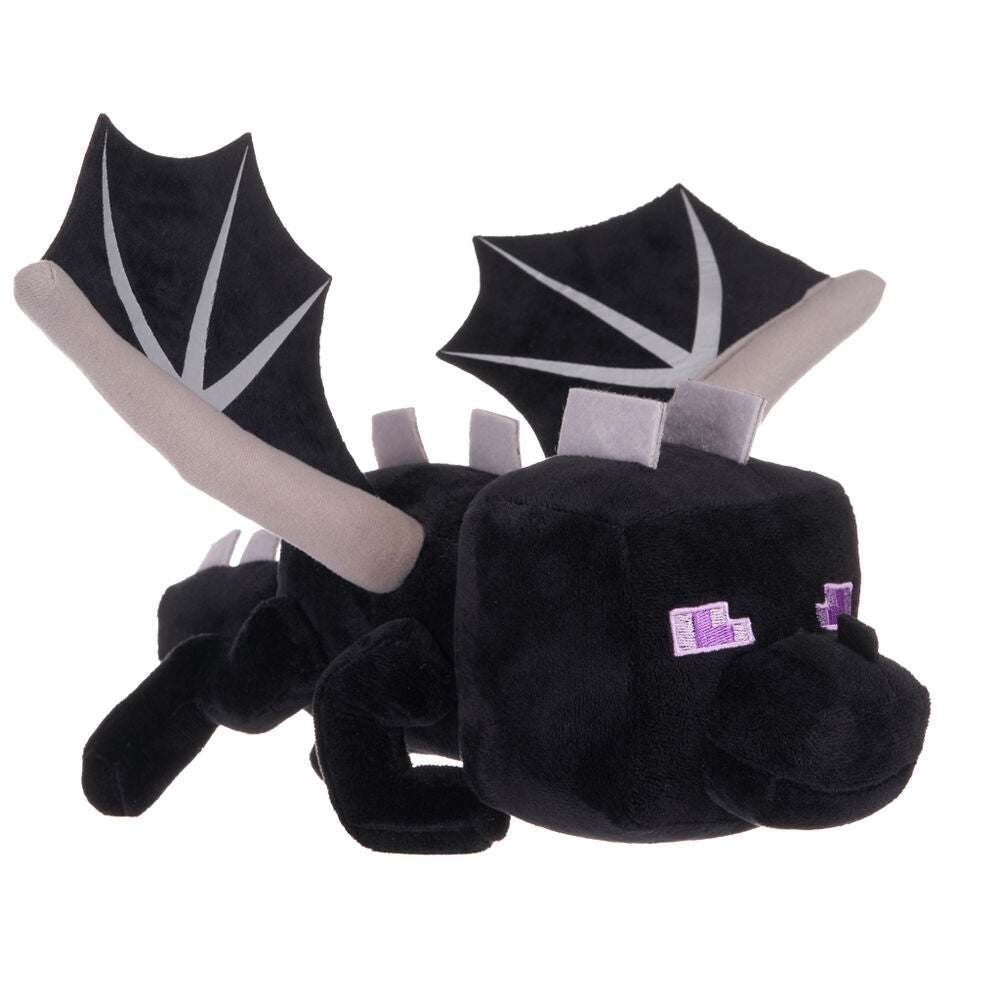 Peluche officielle Minecraft Ender Dragon 26cm de PLAY BY PLAY, vue de face, en tissu doux et détaillé.