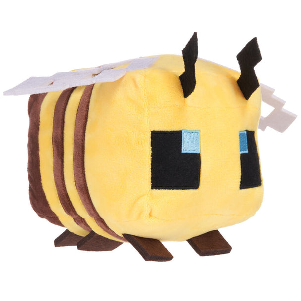 Peluche Abeille Minecraft de 26 cm signée PLAY BY PLAY, vue de face avec détails pixelisés caractéristiques du jeu.