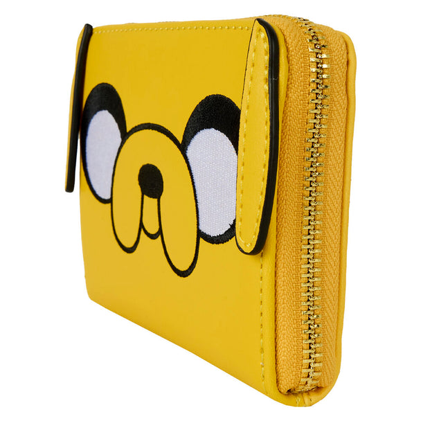 Vue avant du portefeuille Loungefly Adventure Time avec le visage de Jake en relief coloré