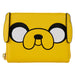 Photo du portefeuille Loungefly Adventure Time ouvert montrant les compartiments pour cartes et billets