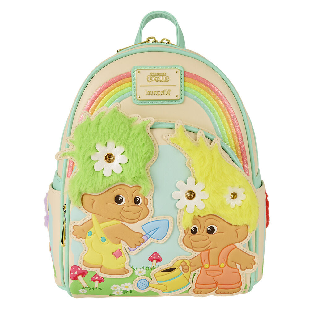 Sac à dos Loungefly Trolls Retro vue de face avec couleurs vives et motifs détaillés