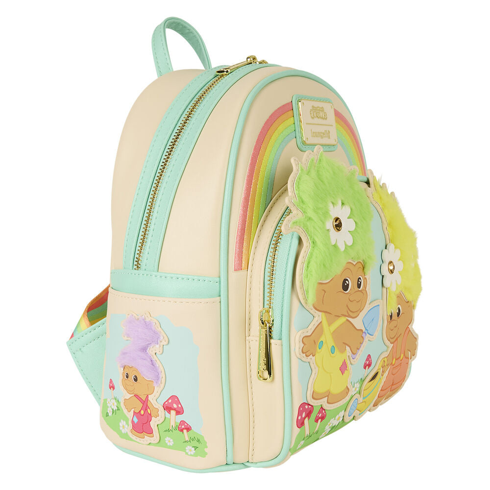 Intérieur spacieux du sac à dos Loungefly Trolls Retro avec doublure et compartiments pratiques