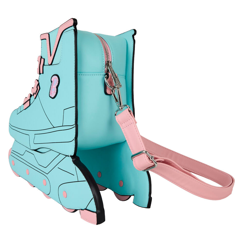 Image montrant l'intérieur spacieux du sac Loungefly Barbie Skate avec plusieurs compartiments