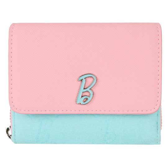 Vue avant du portefeuille Loungefly Barbie avec son design coloré et logo distinctif