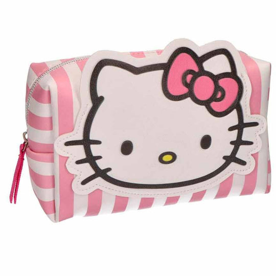 Trousse de maquillage Hello Kitty CERDÁ vue de face avec design rose et blanc