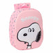 Vue latérale du sac à dos Snoopy avec poche pour bouteille et bretelles rembourrées confortables
