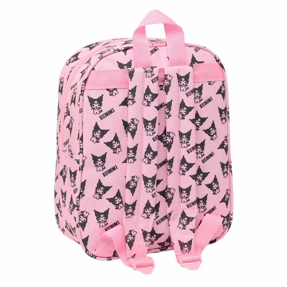 Compartiment principal zippé du sac à dos Hello Kitty Kuromi 3D montrant l’espace de rangement