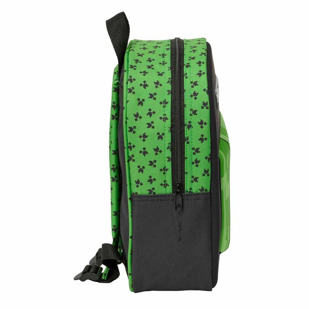 Sac à dos Minecraft 3D SAFTA vue de face avec fermeture éclair et design coloré pour enfants