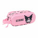 Trousse Hello Kitty Kuromi 3D SAFTA vue de face avec deux compartiments zippés et poignée latérale