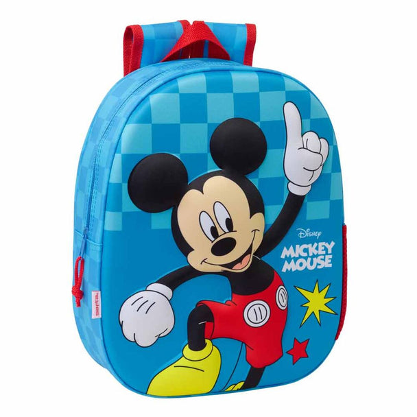 Vue latérale du sac à dos Mickey avec poche pour bouteille et bretelles rembourrées confortables