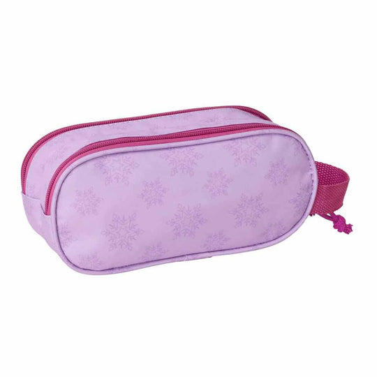 Trousse Disney Frozen 3D vue de face avec motifs colorés et double compartiment fermé