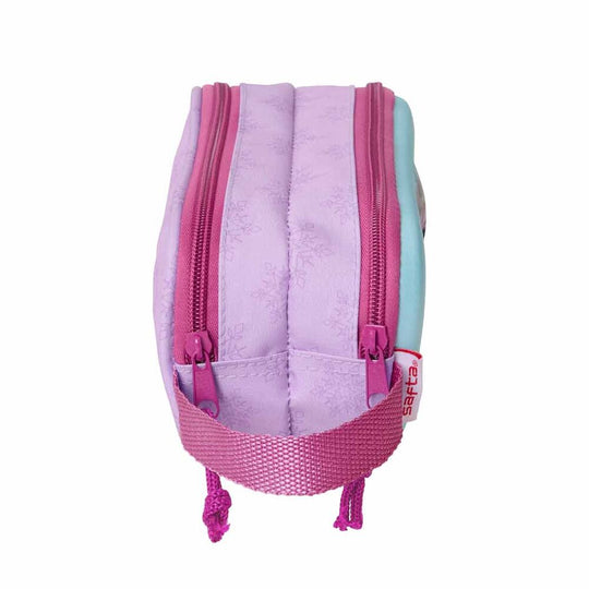 Intérieur de la trousse double compartiment Disney Frozen avec fermeture éclair ouverte