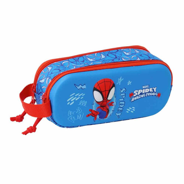 Détail de la poignée latérale rouge de la trousse Marvel Spidey 3D par SAFTA