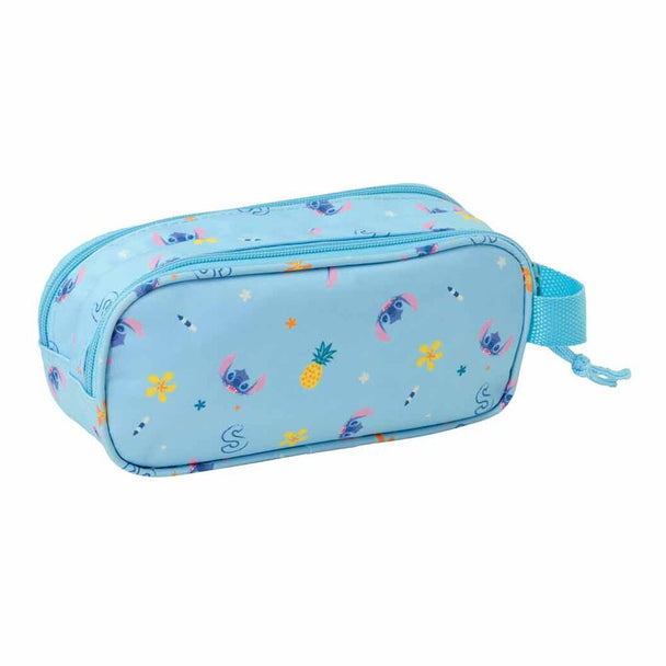 Trousse double Disney Stitch 3D SAFTA vue de face avec design coloré et fermeture éclair