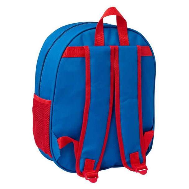 Sac à dos Superman 3D SAFTA vu de face avec design thermoformé coloré et logo DC Comics