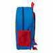 Vue rapprochée de la poignée supérieure et de la carte d'identification personnalisable du sac Superman