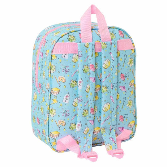 Vue de côté du sac à dos SAFTA Disney Princess avec compartiment principal zippé et poignée supérieure