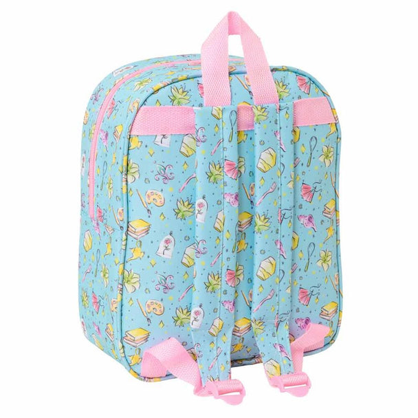 Vue de côté du sac à dos SAFTA Disney Princess avec compartiment principal zippé et poignée supérieure
