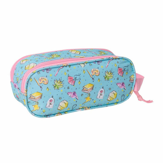 Trousse Disney Princess 3D vue de face avec deux compartiments zippés et design coloré