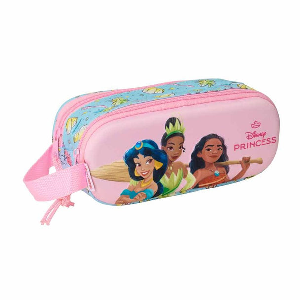 Poignée latérale robuste de la trousse double compartiment Disney Princess SAFTA en gros plan