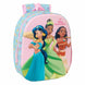 Détail des bretelles rembourrées et de la carte d'identification personnelle intégrée du sac à dos Disney Princess