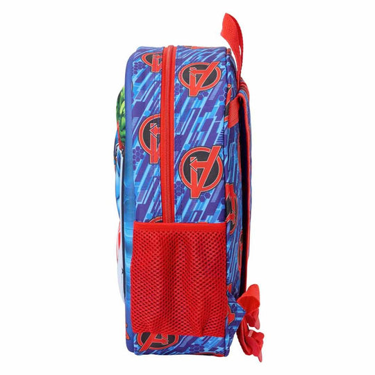 Détail de la poche latérale du sac à dos Marvel Avengers 3D pour bouteille avec sangles rembourrées