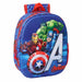 Vue de dessus du sac à dos Marvel Avengers 3D montrant la poignée de transport et la carte d'identification