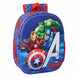 Vue de dessus du sac à dos Marvel Avengers 3D montrant la poignée de transport et la carte d'identification