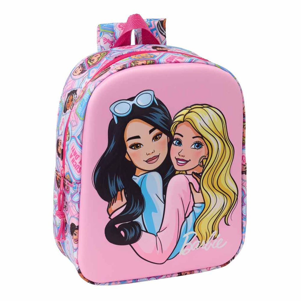 Sac à dos Barbie 3D ouvert mettant en avant le compartiment principal spacieux