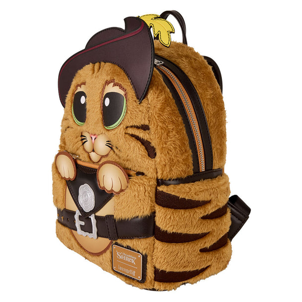 Zoom sur la texture peluche douce et les finitions soignées du sac à dos Loungefly Chat Potté