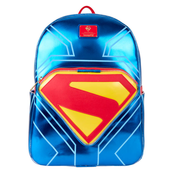 Vue avant du sac à dos Loungefly Superman DC Comics avec logo emblématique