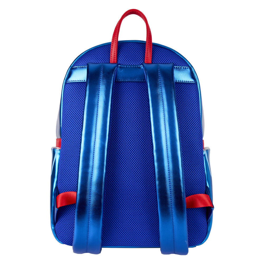Détail du tissu et des finitions du sac à dos Superman Loungefly