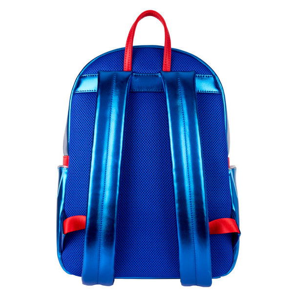 Détail du tissu et des finitions du sac à dos Superman Loungefly