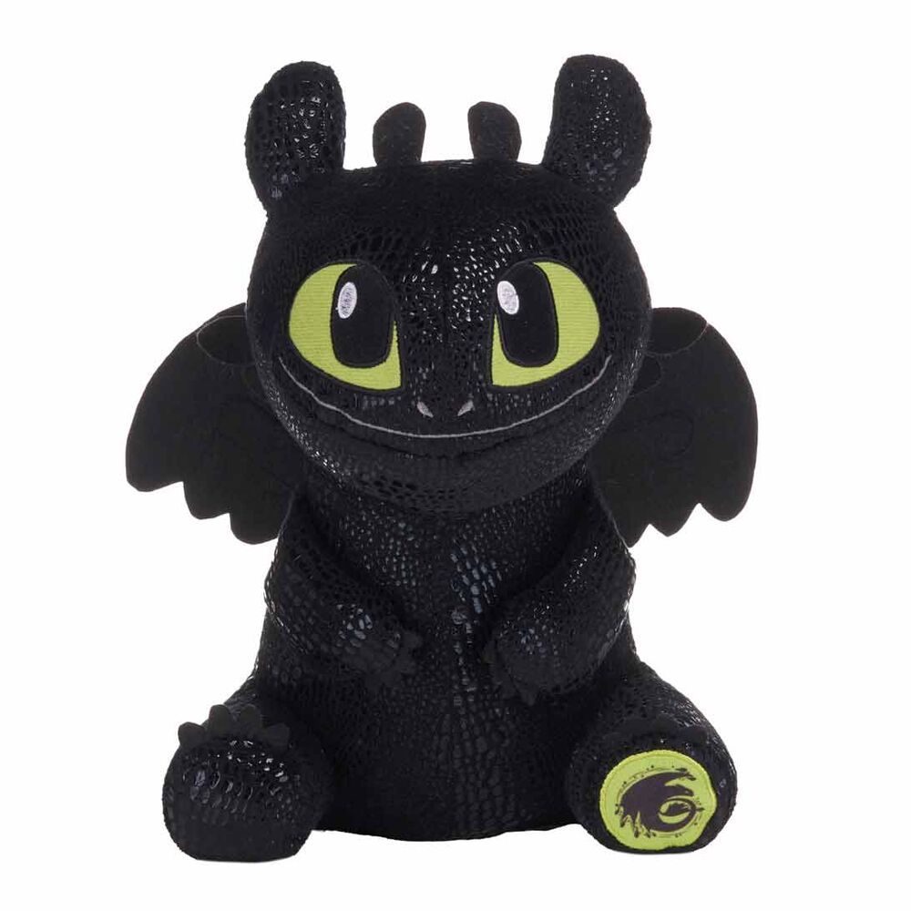 Peluche Toothless de 30 cm inspirée du film How to Train Your Dragon, couleur noire et détails soignés, marque PLAY BY PLAY.