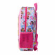 Vue latérale du sac à dos Barbie montrant la poche pour bouteille et la poignée supérieure